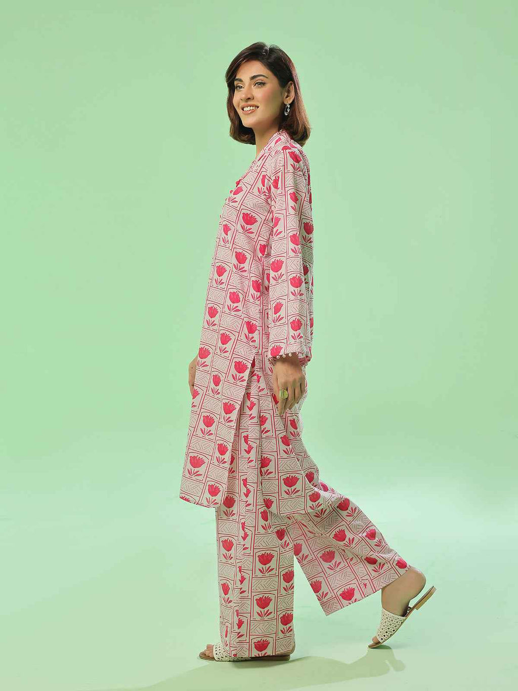 2Pc Printed Pret Shirt Trouser Lawn Pink - OW2P-2505031