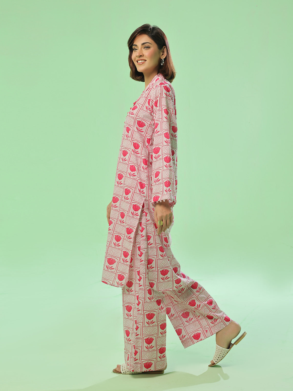2Pc Printed Pret Shirt Trouser Lawn Pink - OW2P-2505031