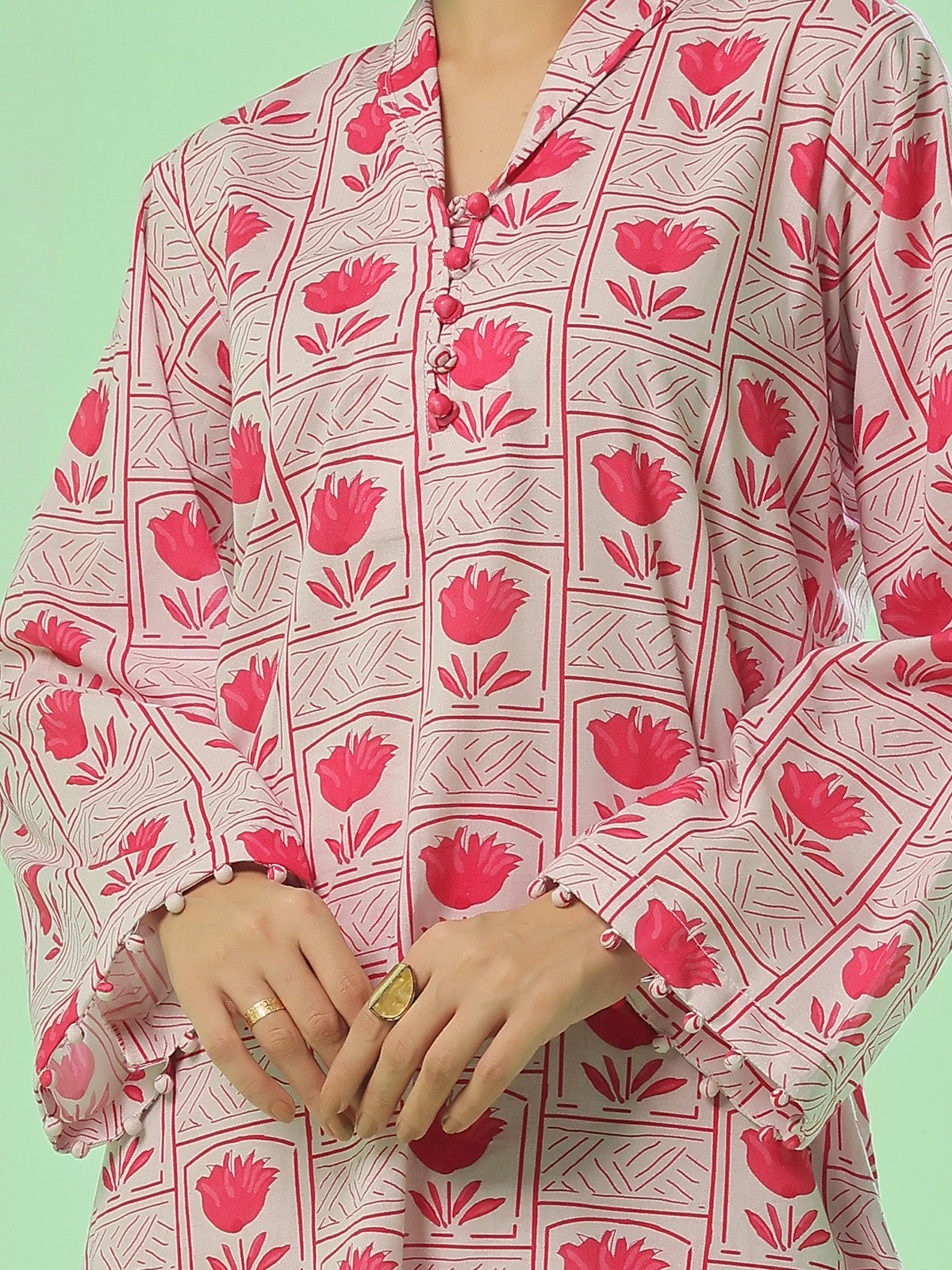 2Pc Printed Pret Shirt Trouser Lawn Pink - OW2P-2505031