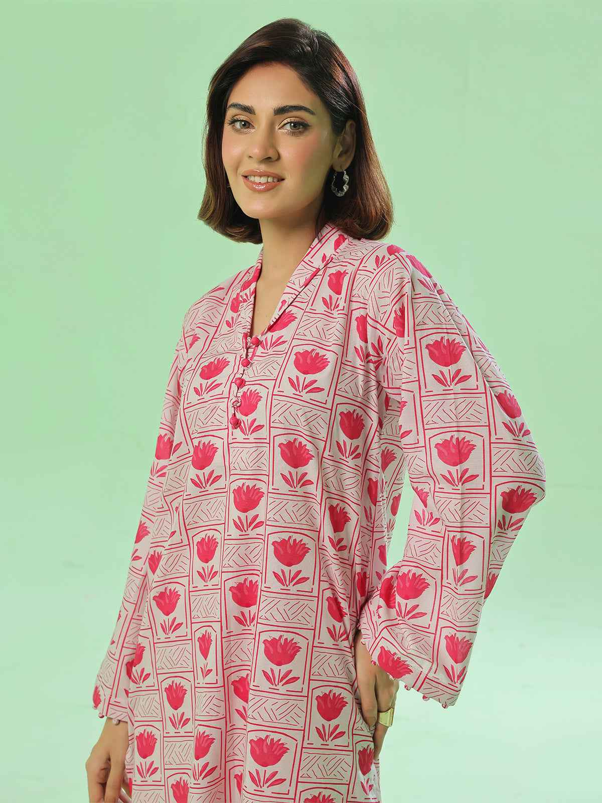 2Pc Printed Pret Shirt Trouser Lawn Pink - OW2P-2505031