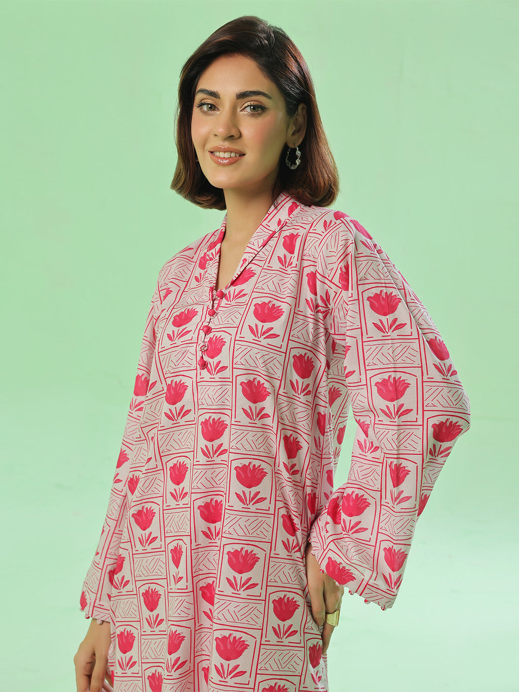 2Pc Printed Pret Shirt Trouser Lawn Pink - OW2P-2505031