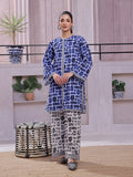2Pc Printed Pret Shirt Trouser Lawn Blue & Black - OW2P-2505030