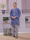 2Pc Printed Pret Shirt Trouser Lawn Blue & Black - OW2P-2505030