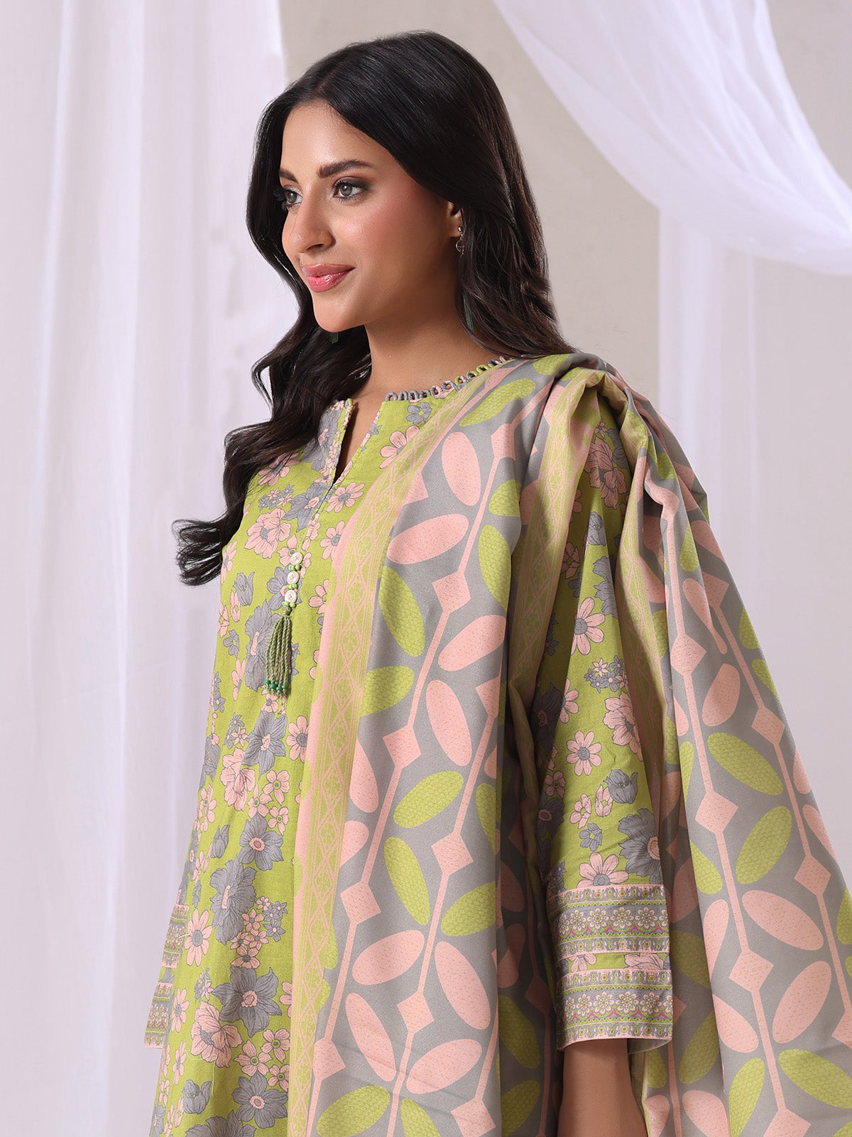 3Pc Printed Pret Suit Lawn Beige - OW3P-2505006