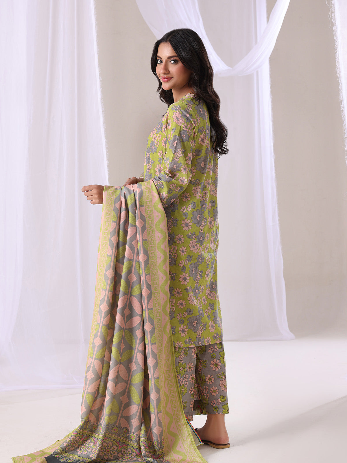 3Pc Printed Pret Suit Lawn Beige - OW3P-2505006