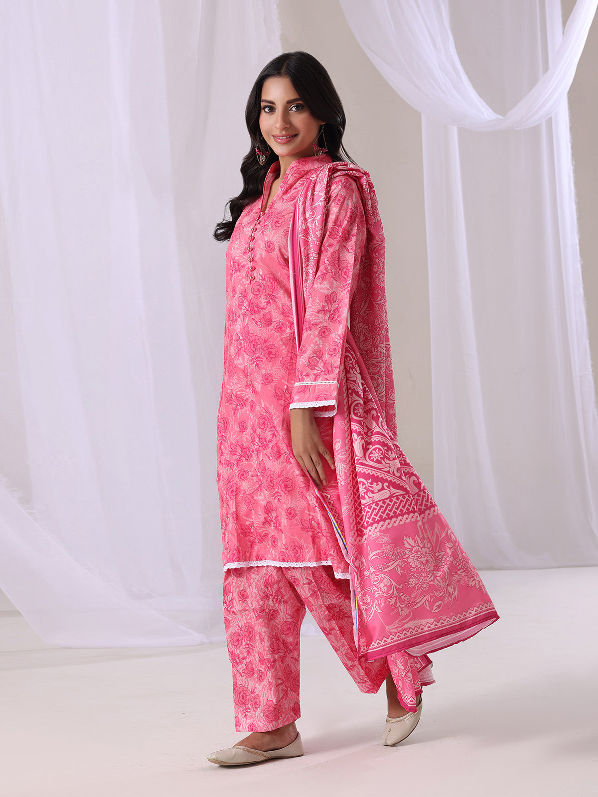 3Pc Printed Pret Suit Lawn Pink - OW3P-2505018