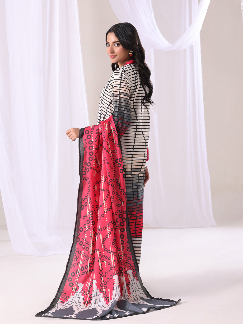 3Pc Printed Pret Suit Lawn Red - OW3P-2505007