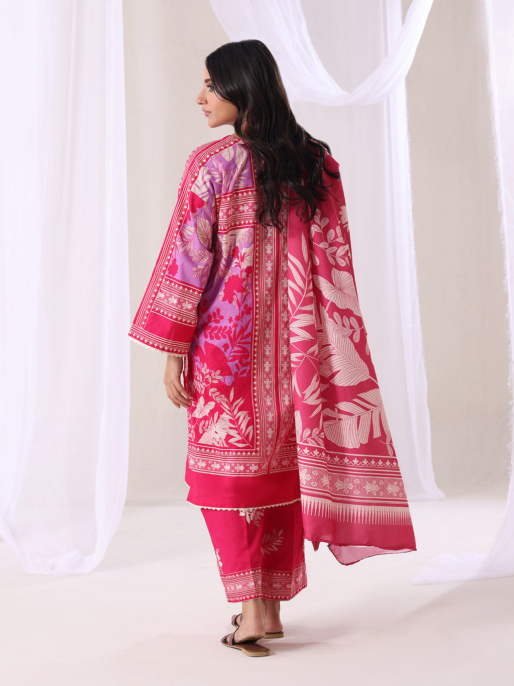3Pc Printed Pret Suit Lawn Red - OW3P-2505013