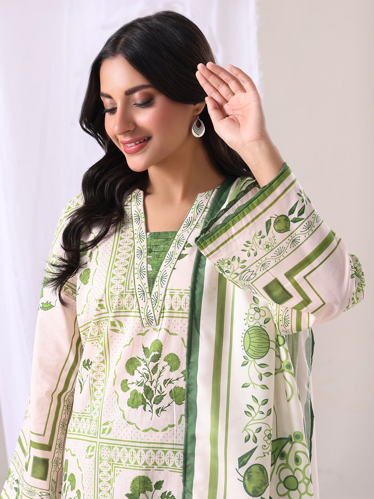 3Pc Printed Pret Suit Lawn Green - OW3P-2505014