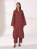 2Pc Printed Unstitched Shirt Trouser Lawn Pink & Orange - OL2P-6447-A