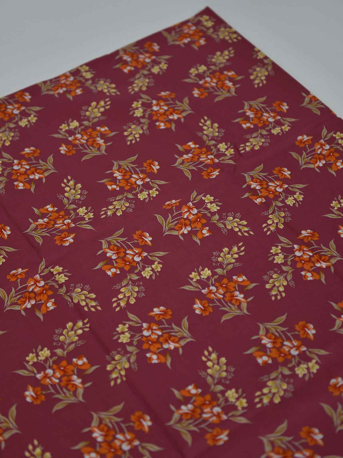2Pc Printed Unstitched Shirt Trouser Lawn Pink & Orange - OL2P-6447-A
