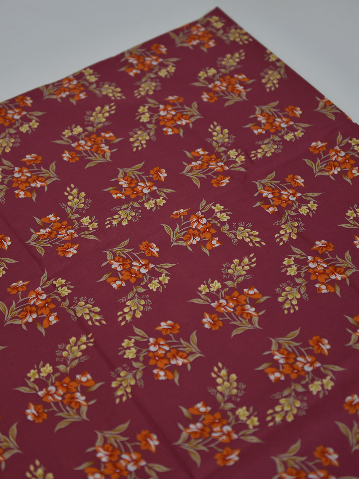2Pc Printed Unstitched Shirt Trouser Lawn Pink & Orange - OL2P-6447-A