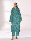 2Pc Printed Unstitched Shirt Trouser Lawn Green - OL2P-6448-A