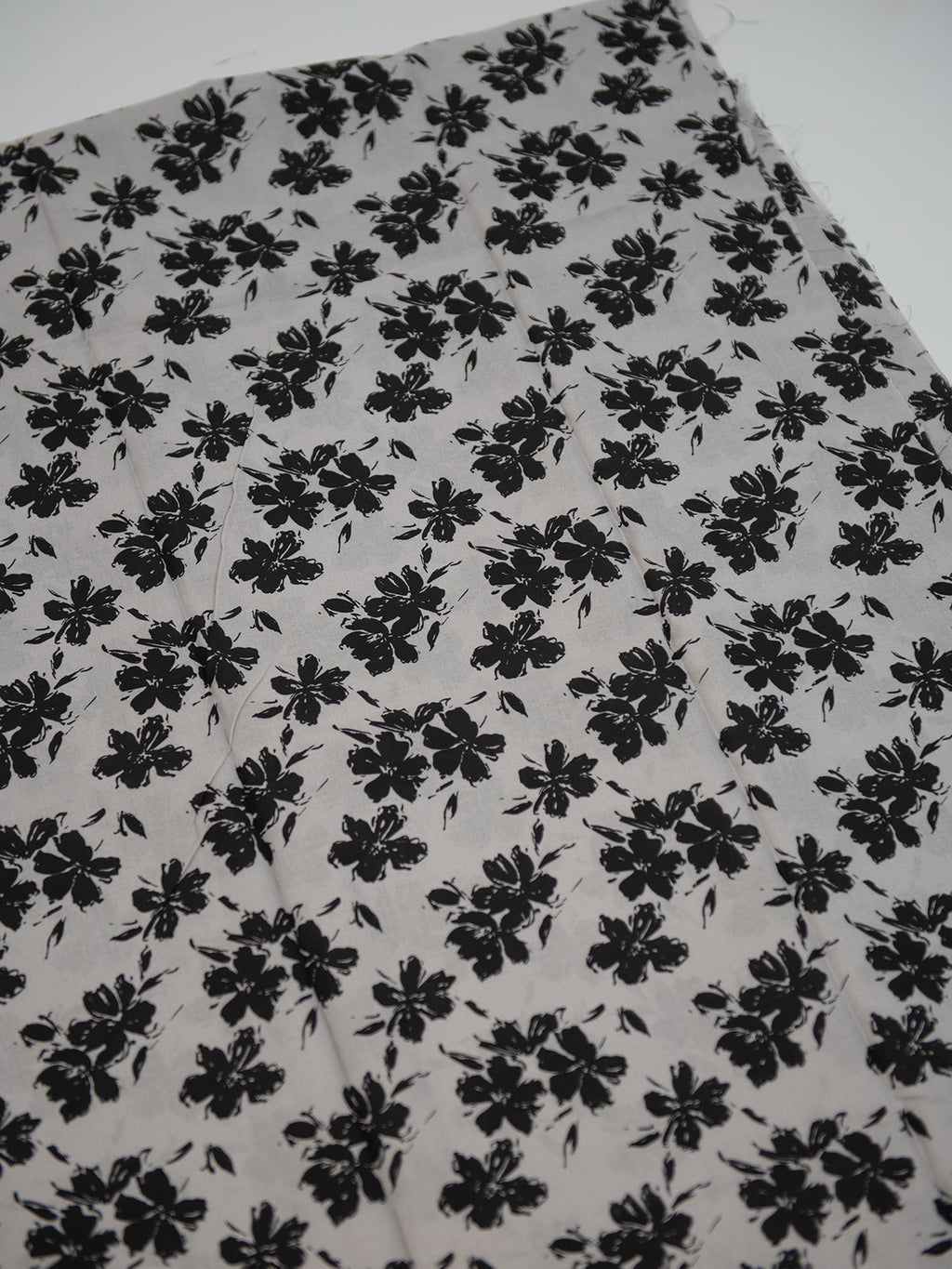 1Pc Printed Unstitched Kurti Swiss Lawn Beige & Black - OLK-6163-B