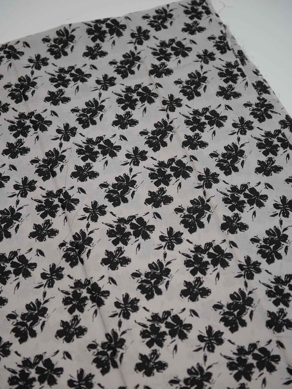 1Pc Printed Unstitched Kurti Swiss Lawn Beige & Black - OLK-6163-B