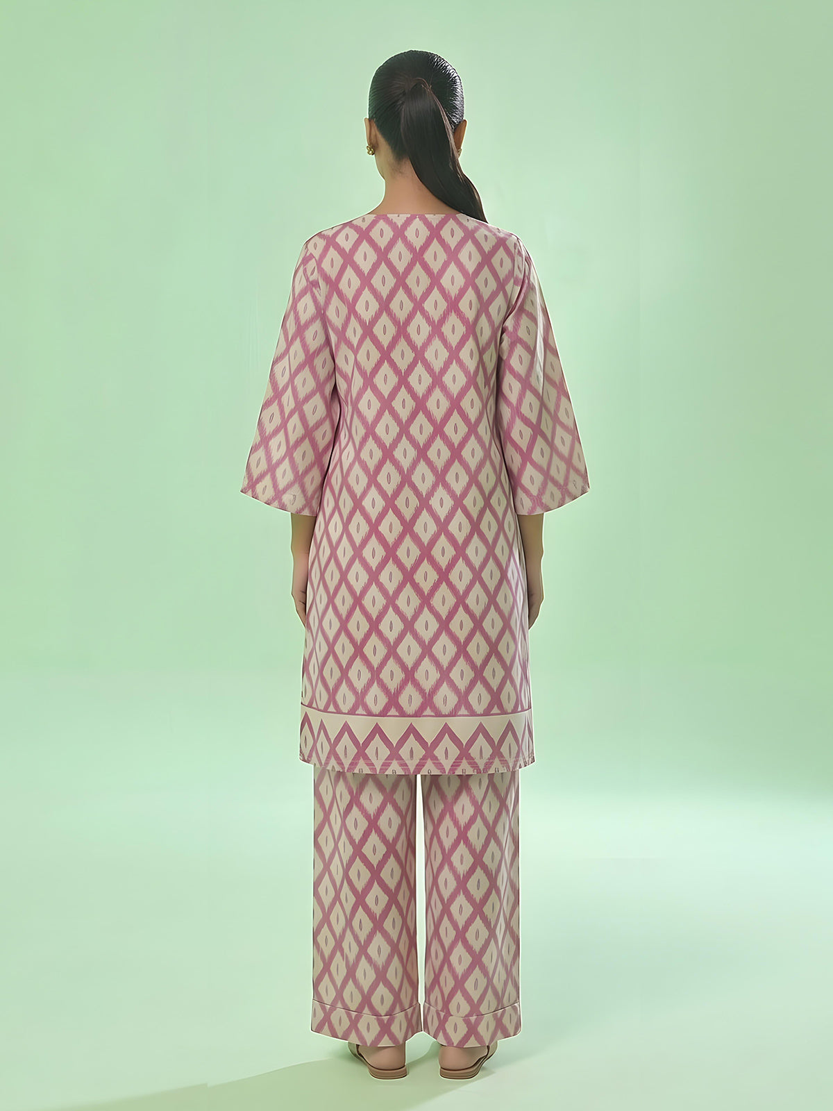 1Pc Printed Unstitched Kurti Lawn Pink - OLK-6293-A