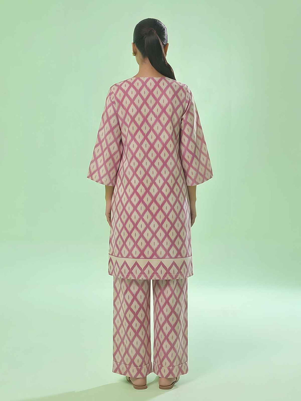 1Pc Printed Unstitched Kurti Lawn Pink - OLK-6293-A