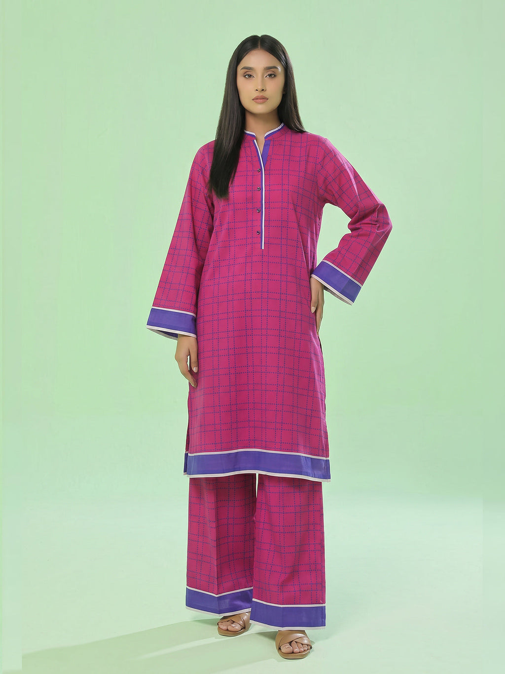 1Pc Printed Unstitched Kurti Swiss Lawn Pink - OLK-6308-A