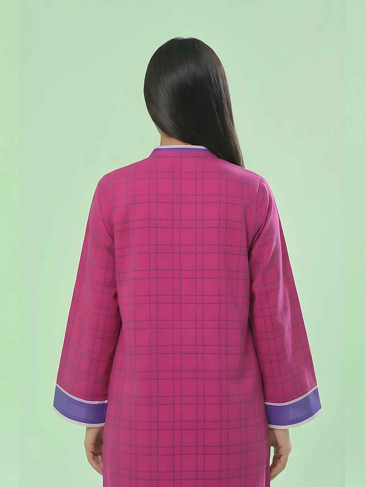 1Pc Printed Unstitched Kurti Swiss Lawn Pink - OLK-6308-A