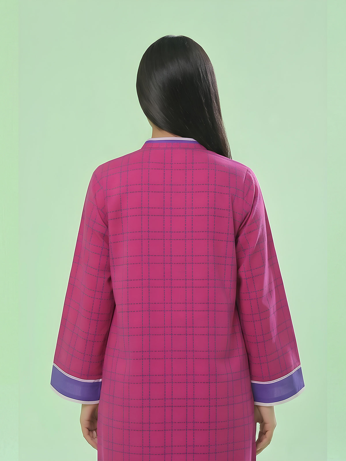 1Pc Printed Unstitched Kurti Swiss Lawn Pink - OLK-6308-A