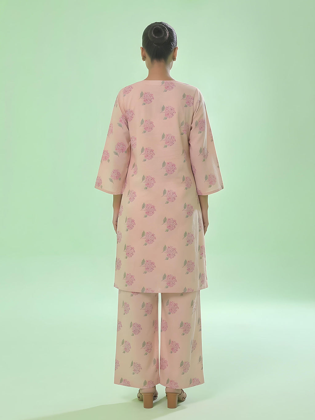 1Pc Printed Unstitched Kurti Lawn Peach - OLK-6357-A