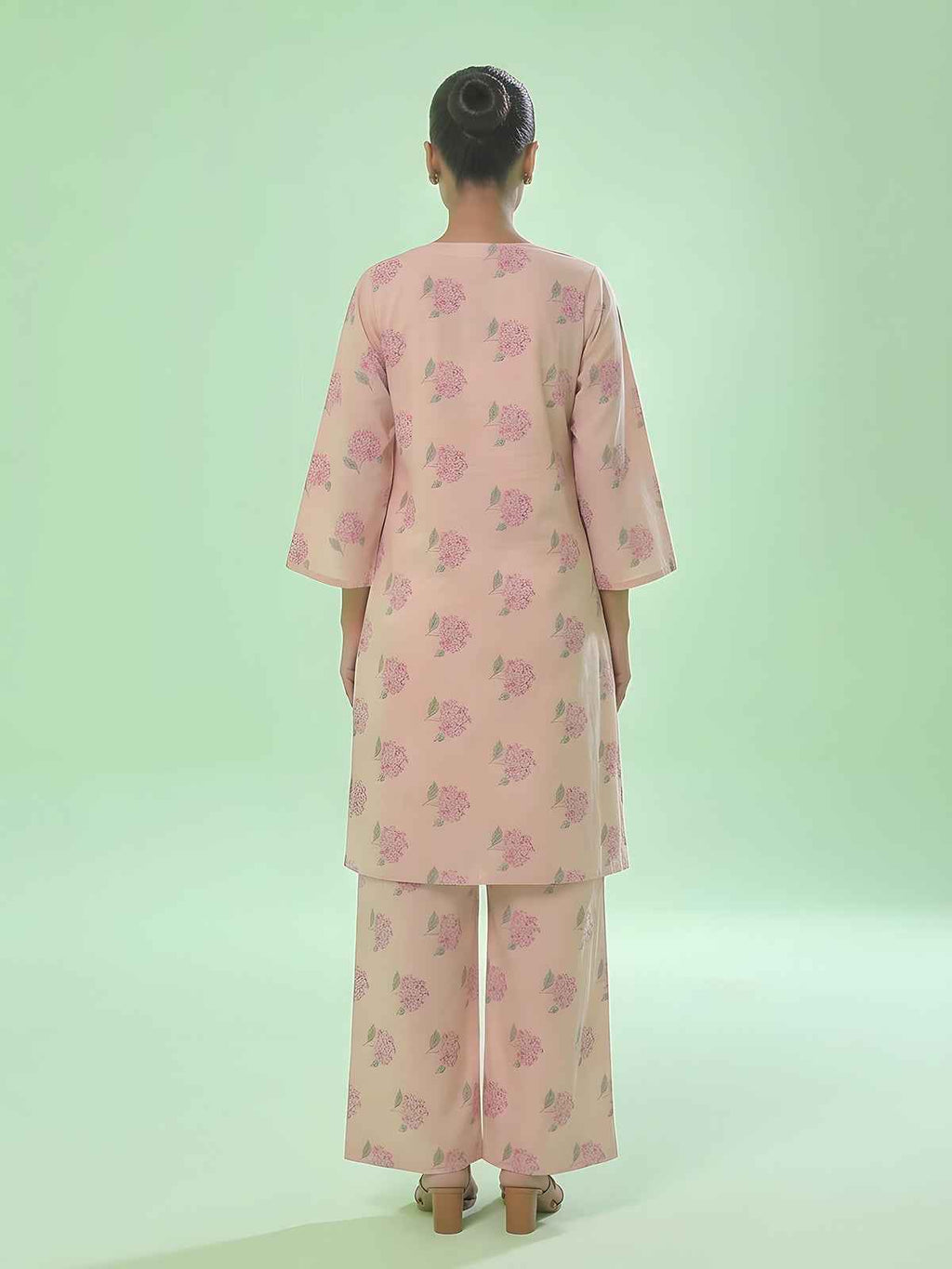 1Pc Printed Unstitched Kurti Lawn Peach - OLK-6357-A