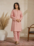 1Pc Printed Pret Kurti Cambric Peach & Pink - OWKT-2412005