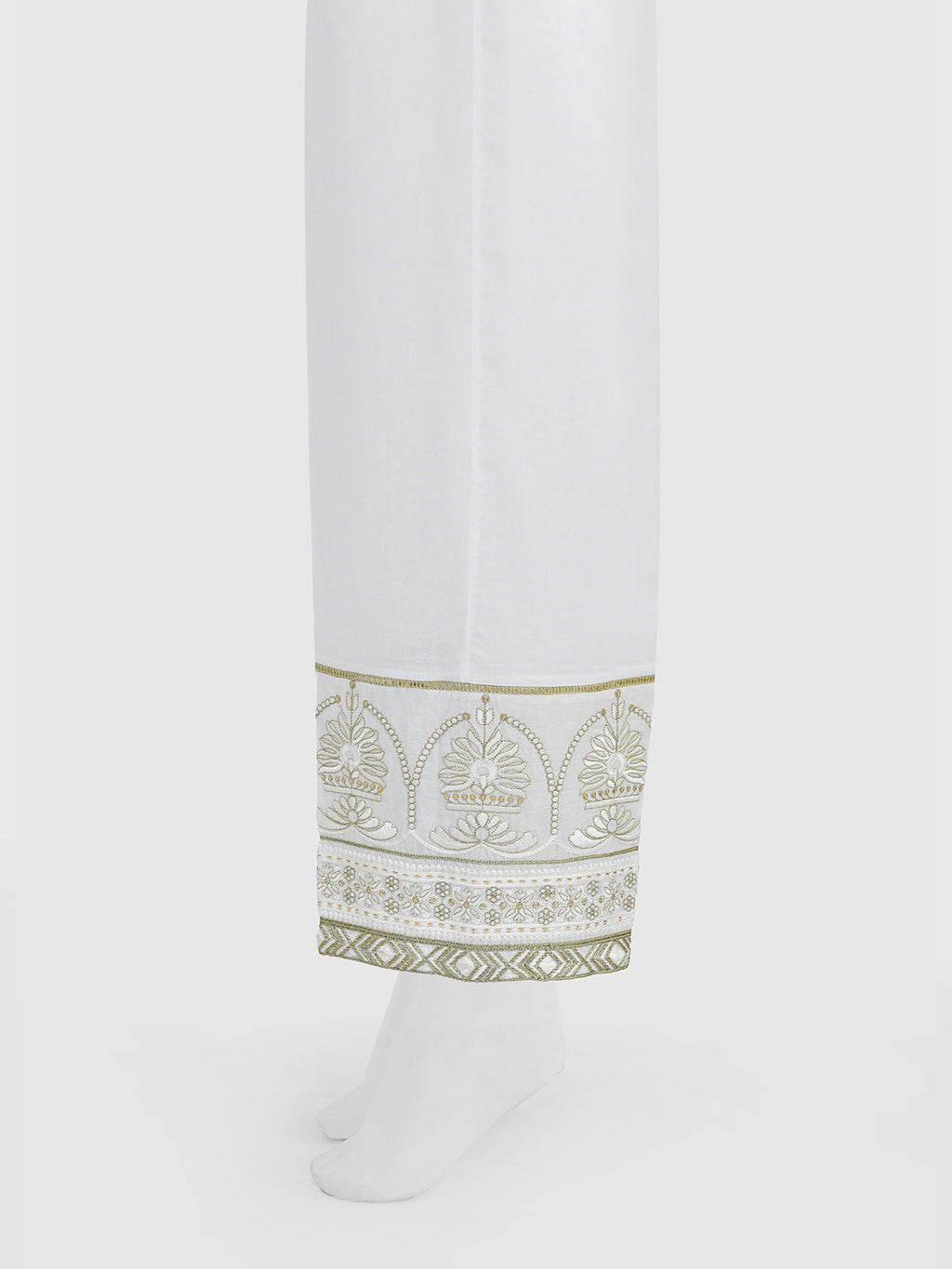 Women White Lawn Trouser - OWESP-2301029
