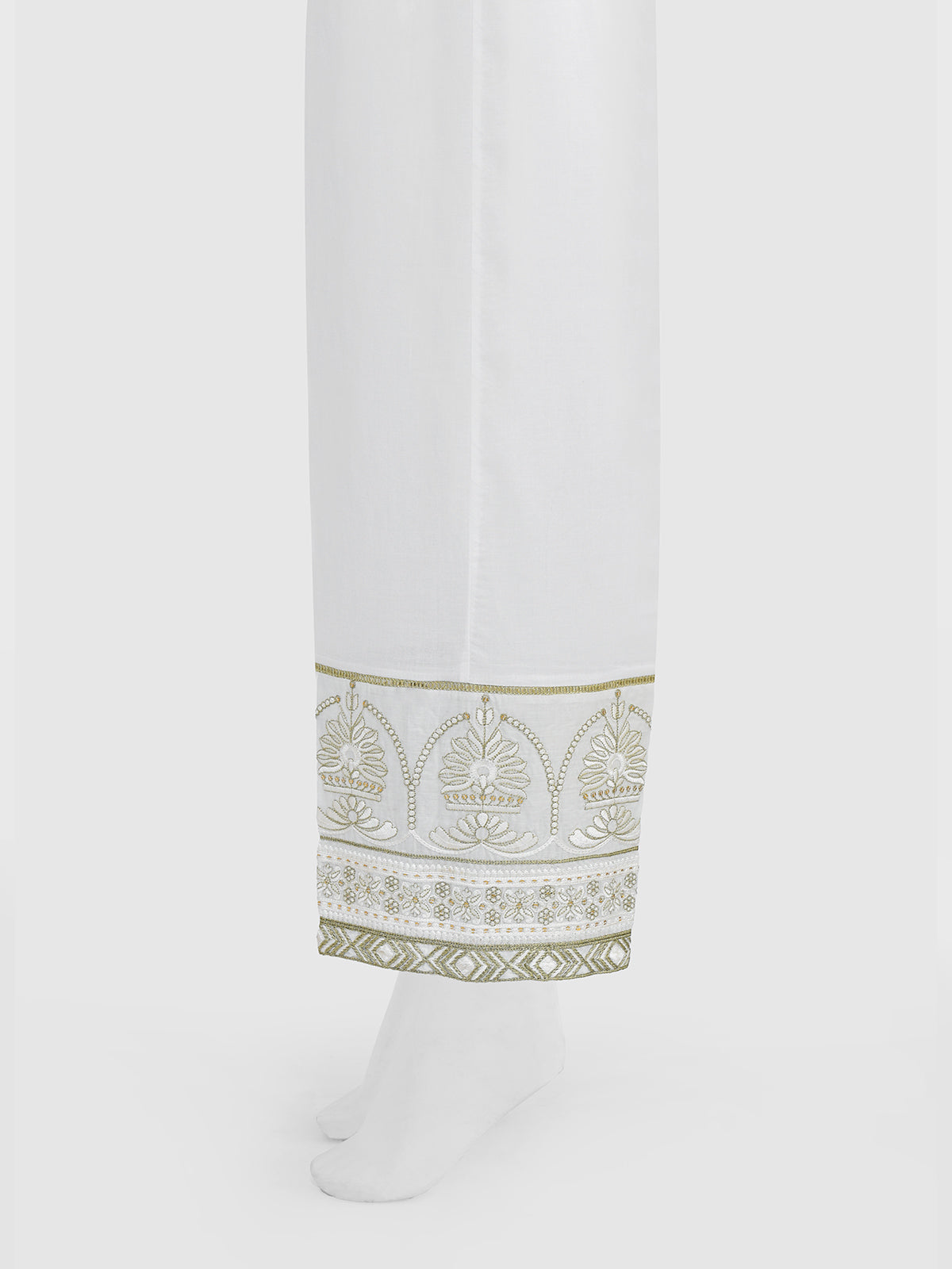 Women White Lawn Trouser - OWESP-2301029