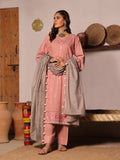 3Pc Embroidered Unstitched Khaddar Pink - OWEKH3P-6259-A