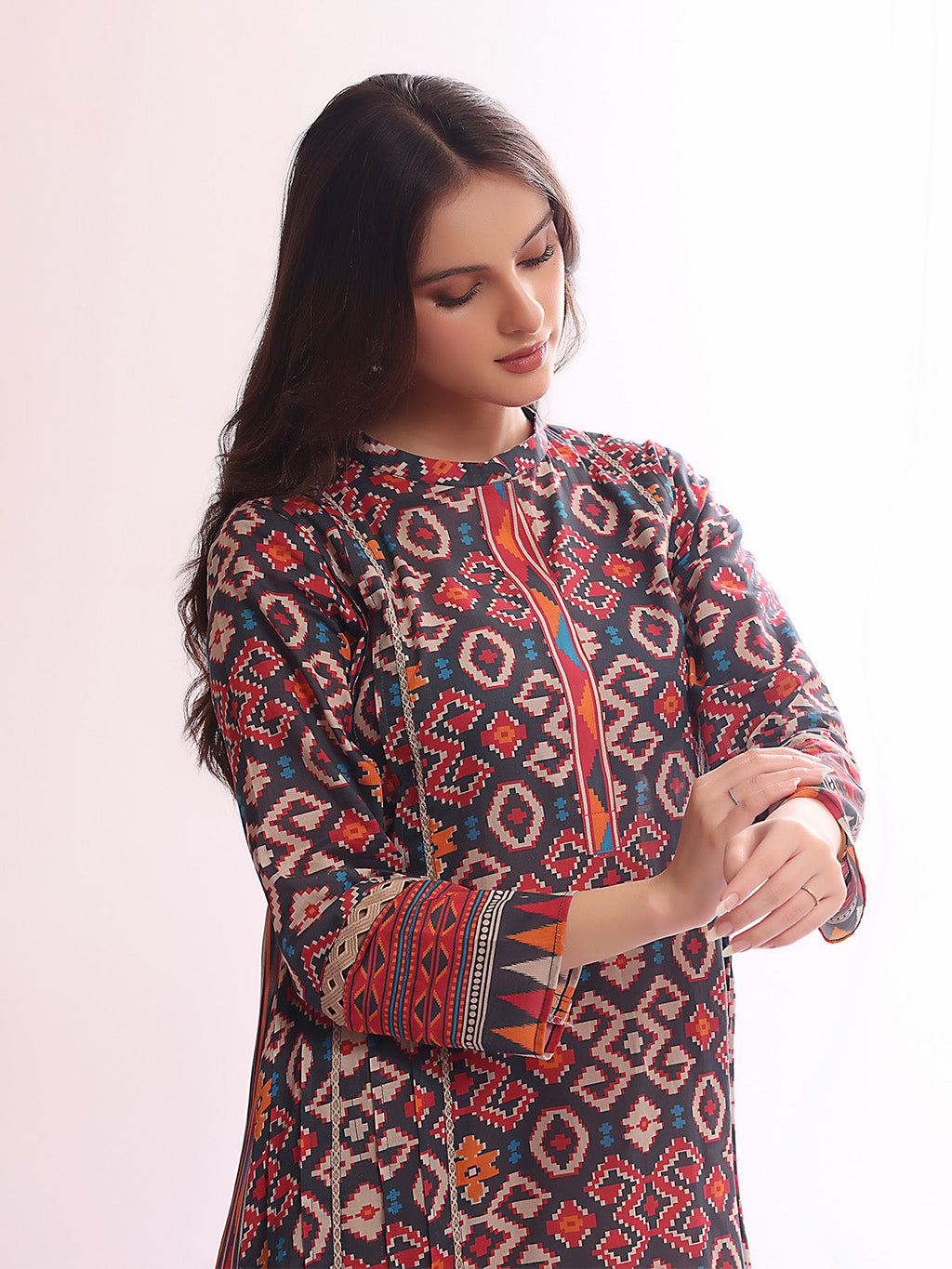 1Pc Printed Unstitched Lawn Black - OLK-6078-A
