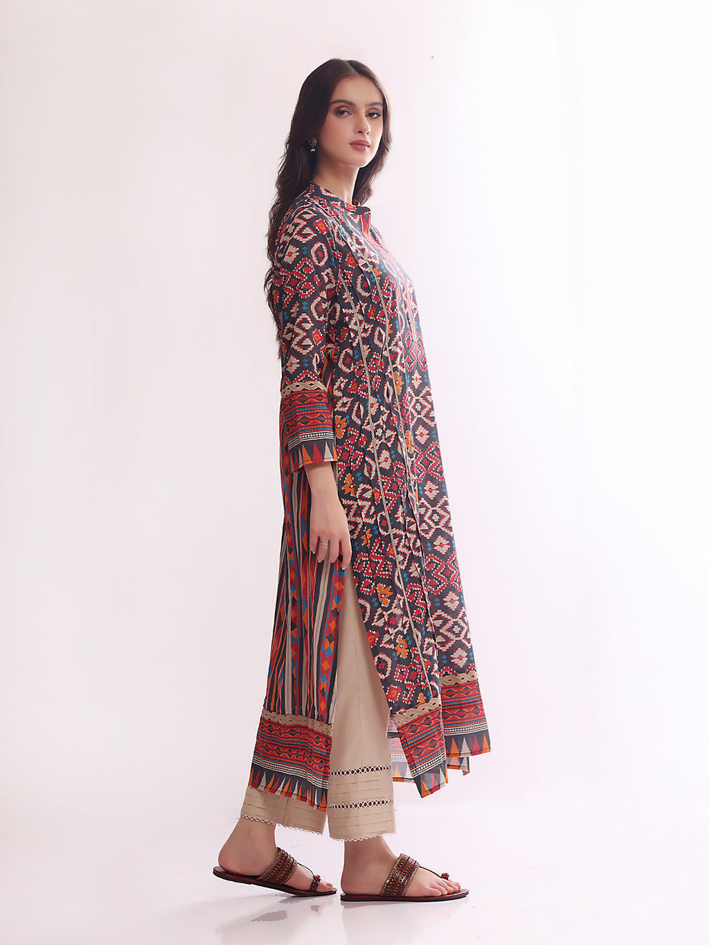 1Pc Printed Unstitched Lawn Black - OLK-6078-A