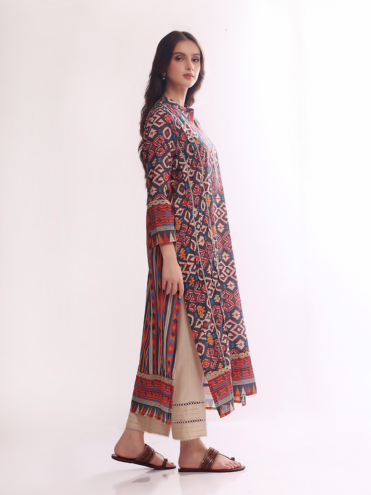 1Pc Printed Unstitched Lawn Black - OLK-6078-A