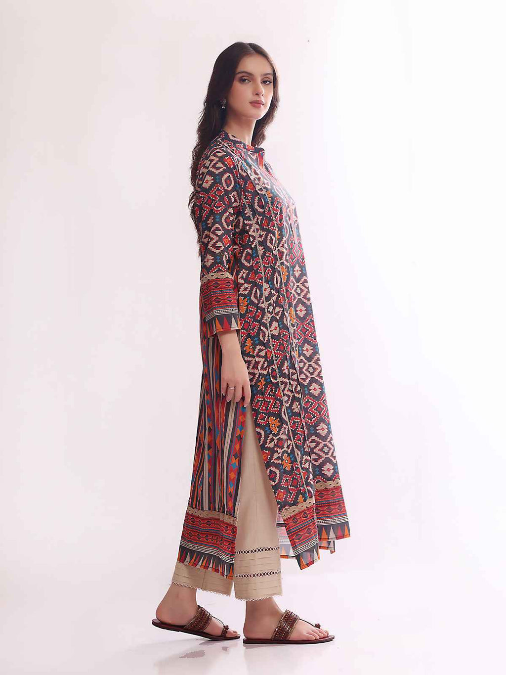 1Pc Printed Unstitched Lawn Black - OLK-6078-A