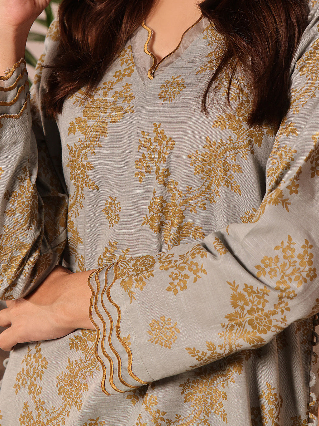 2Pc Printed Unstitched Khaddar Light Ferozi - OWKH2PT-6278-A