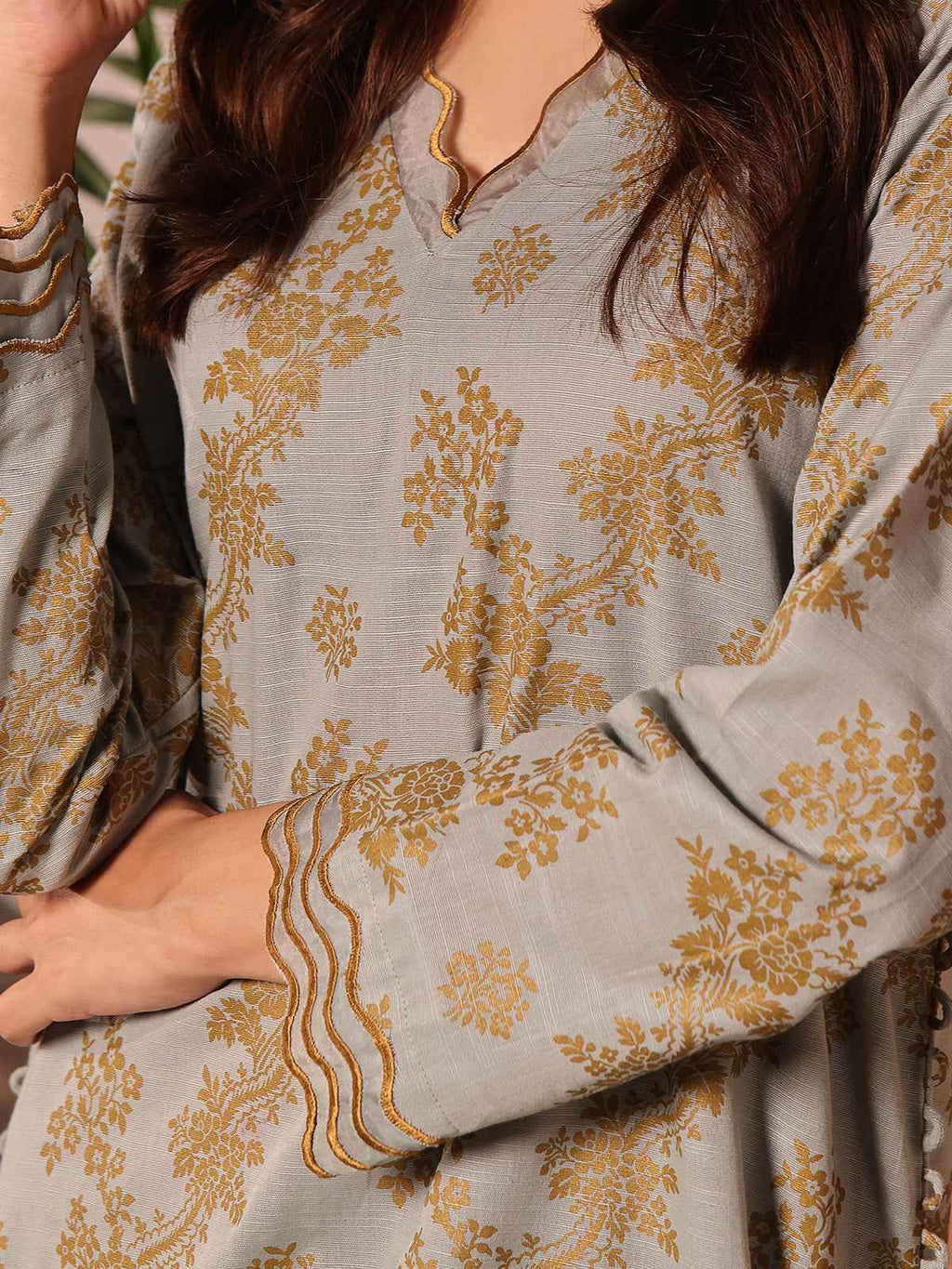 2Pc Printed Unstitched Khaddar Light Ferozi - OWKH2PT-6278-A