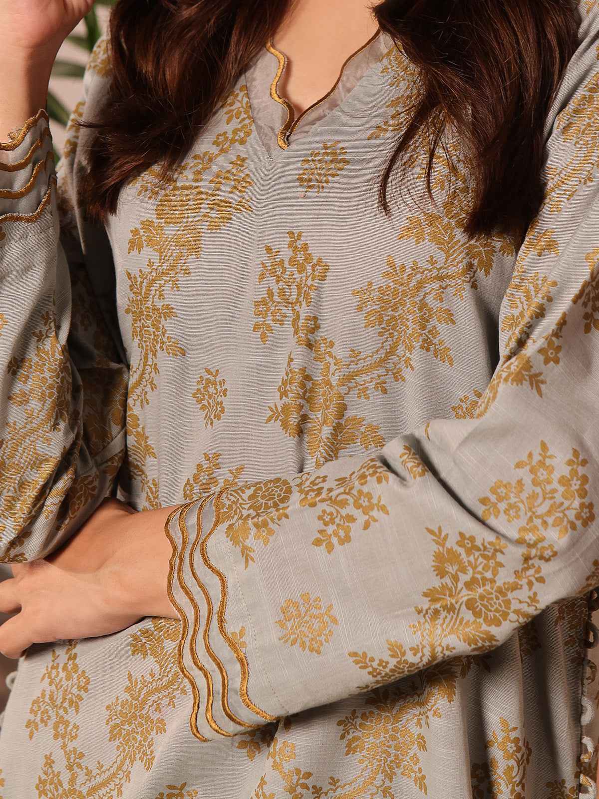 2Pc Printed Unstitched Khaddar Light Ferozi - OWKH2PT-6278-A