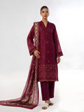 3Pc Embroidered Unstitched Suit Organza Net Maroon - ONFE3P-6440-A