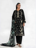 3Pc Embroidered Pret Suit Cotton Silk Black & Sea Green - OWE3P-2601008