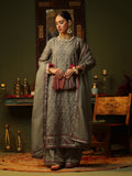 3Pc Embroidered Pret Suit Organza Brown - OWE3P-2406014