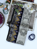 1Pc Printed Pret Dupatta Lawn Beige & Black - OWDT-2411037-1
