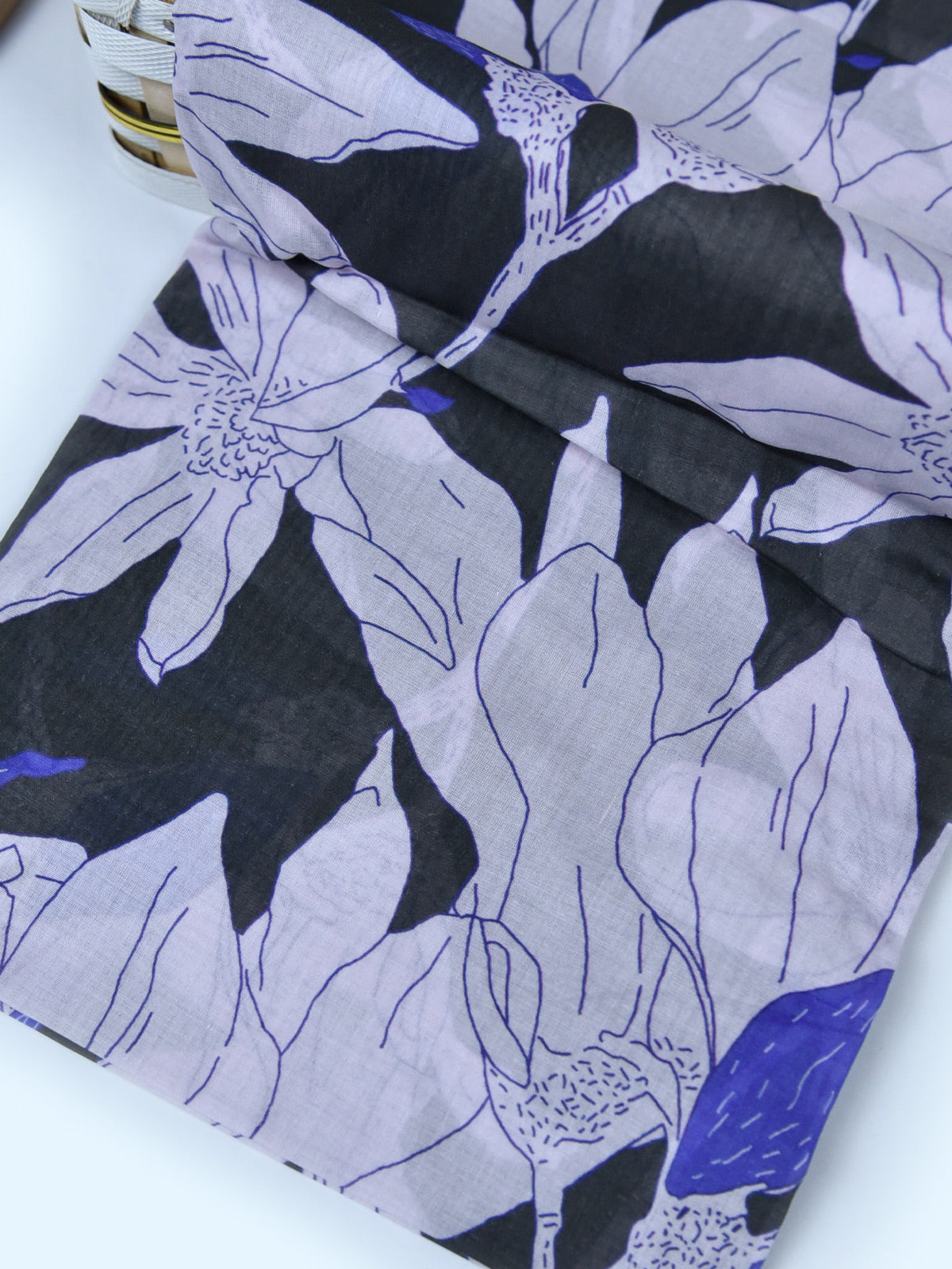 1Pc Printed Pret Dupatta Lawn Black & Purple - OWDT-2411037-1