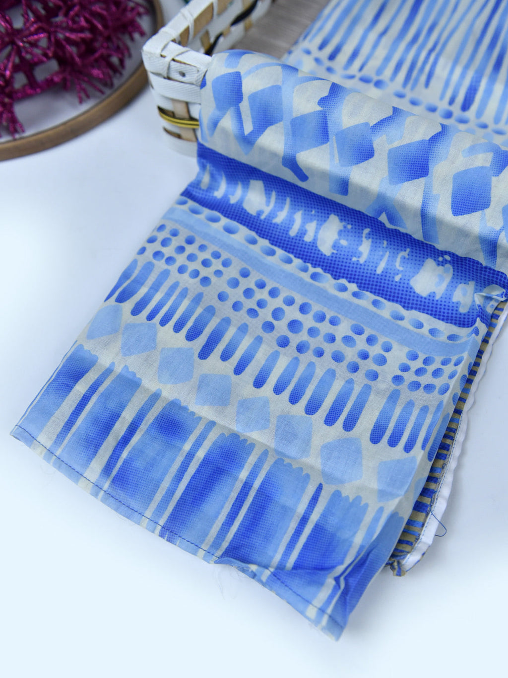 1Pc Printed Pret Dupatta Lawn Blue 02 - OWDT-2411037-1