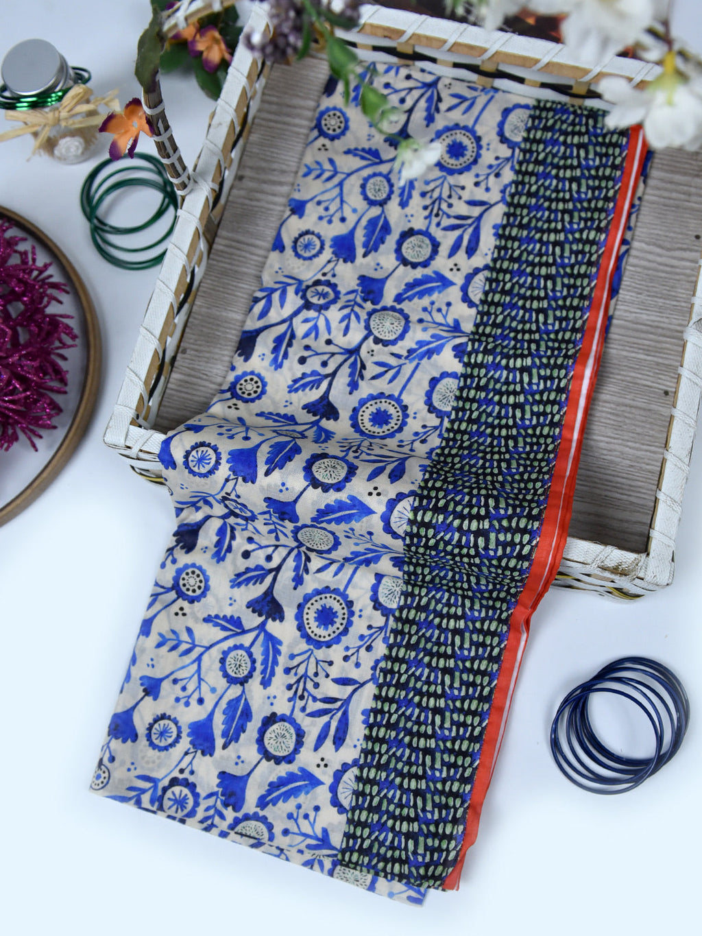 1Pc Printed Pret Dupatta Lawn Blue 03 - OWDT-2411037-1
