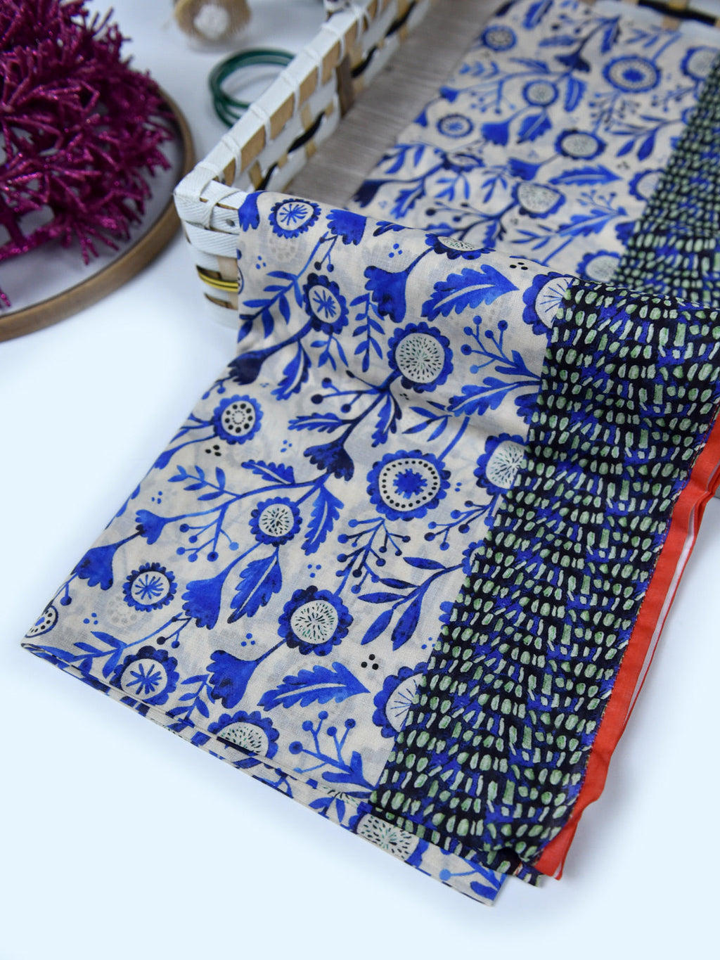 1Pc Printed Pret Dupatta Lawn Blue 03 - OWDT-2411037-1