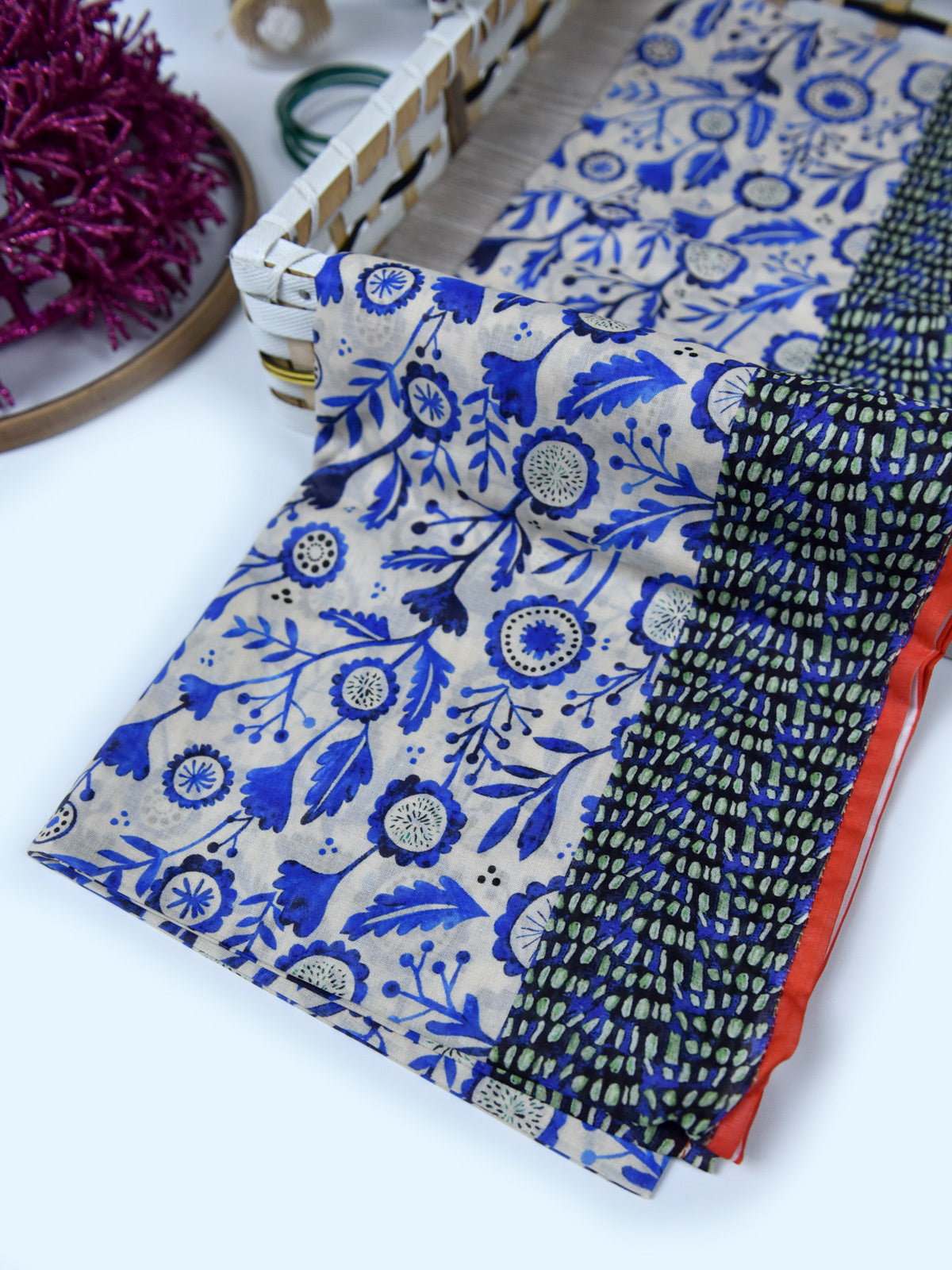 1Pc Printed Pret Dupatta Lawn Blue 03 - OWDT-2411037-1