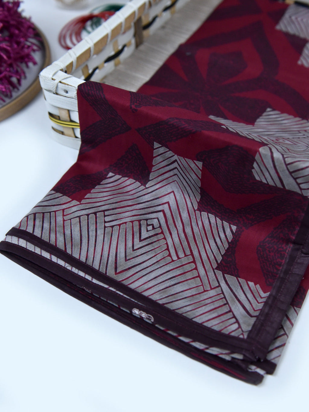1Pc Printed Pret Dupatta Lawn Brown & Maroon - OWDT-2411037-1