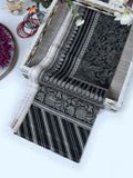 1Pc Printed Pret Dupatta Lawn Dark Grey - OWDT-2411037