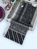 1Pc Printed Pret Dupatta Lawn Dark Grey - OWDT-2411037