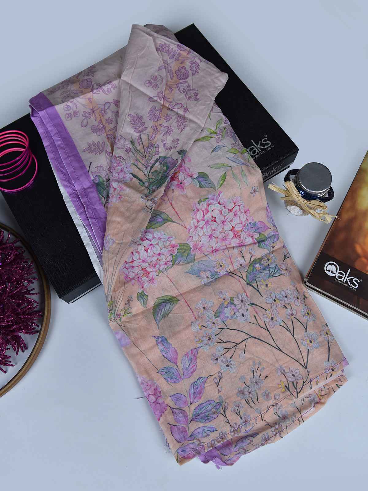 1Pc Printed Pret Dupatta Lawn Baby Pink - OWDT-2504019